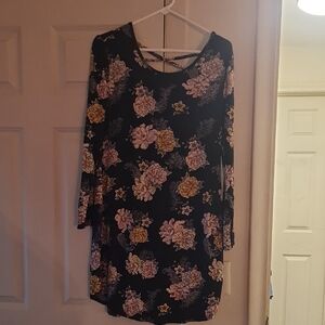 No Boundaries Black Floral Long Sleeve Dress